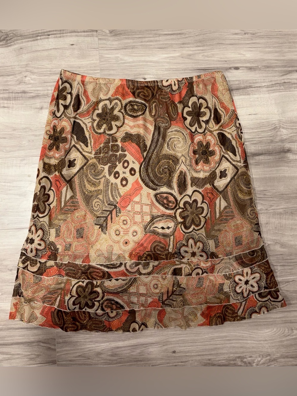 Woman’s Vintage Y2K Brown Floral Skirt | Retro Indie Grunge Fairy 2000s XL
